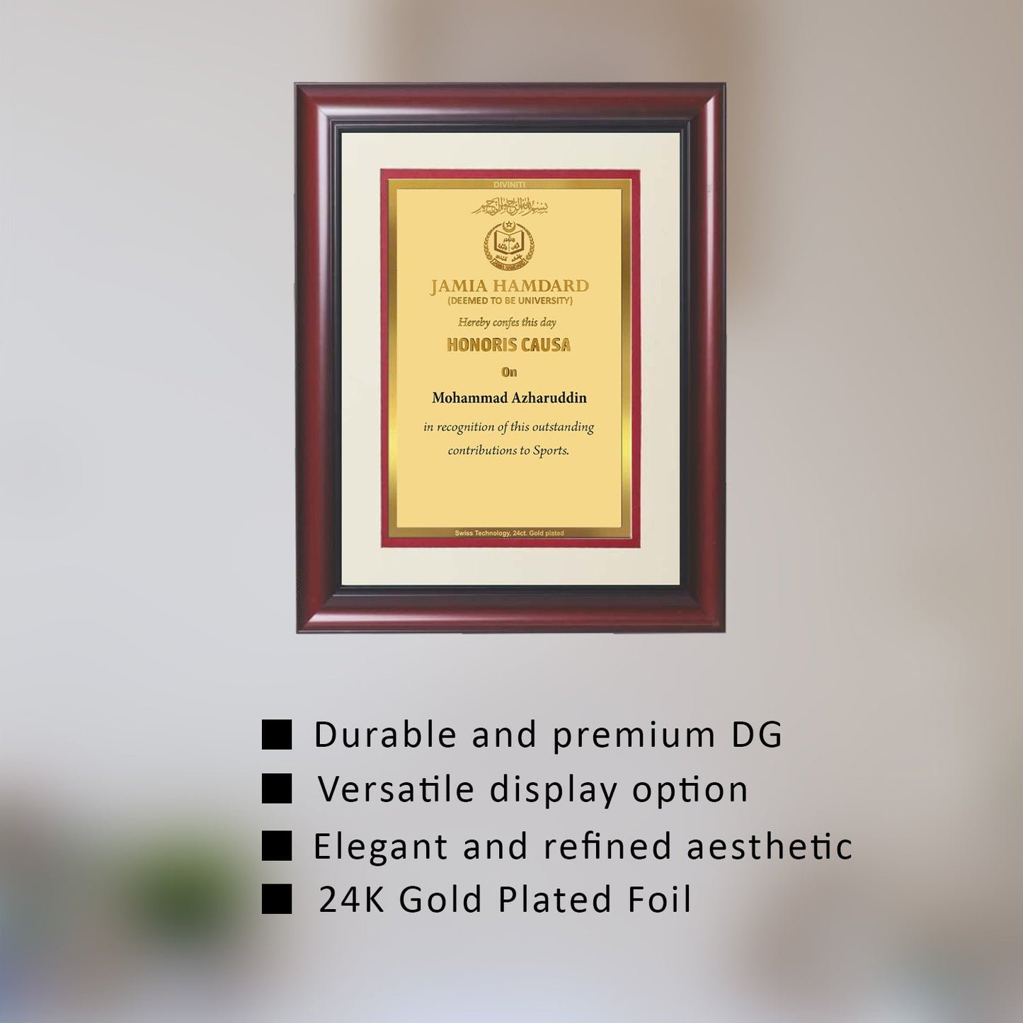 24K Gold Plated Custom Certificate for Universities