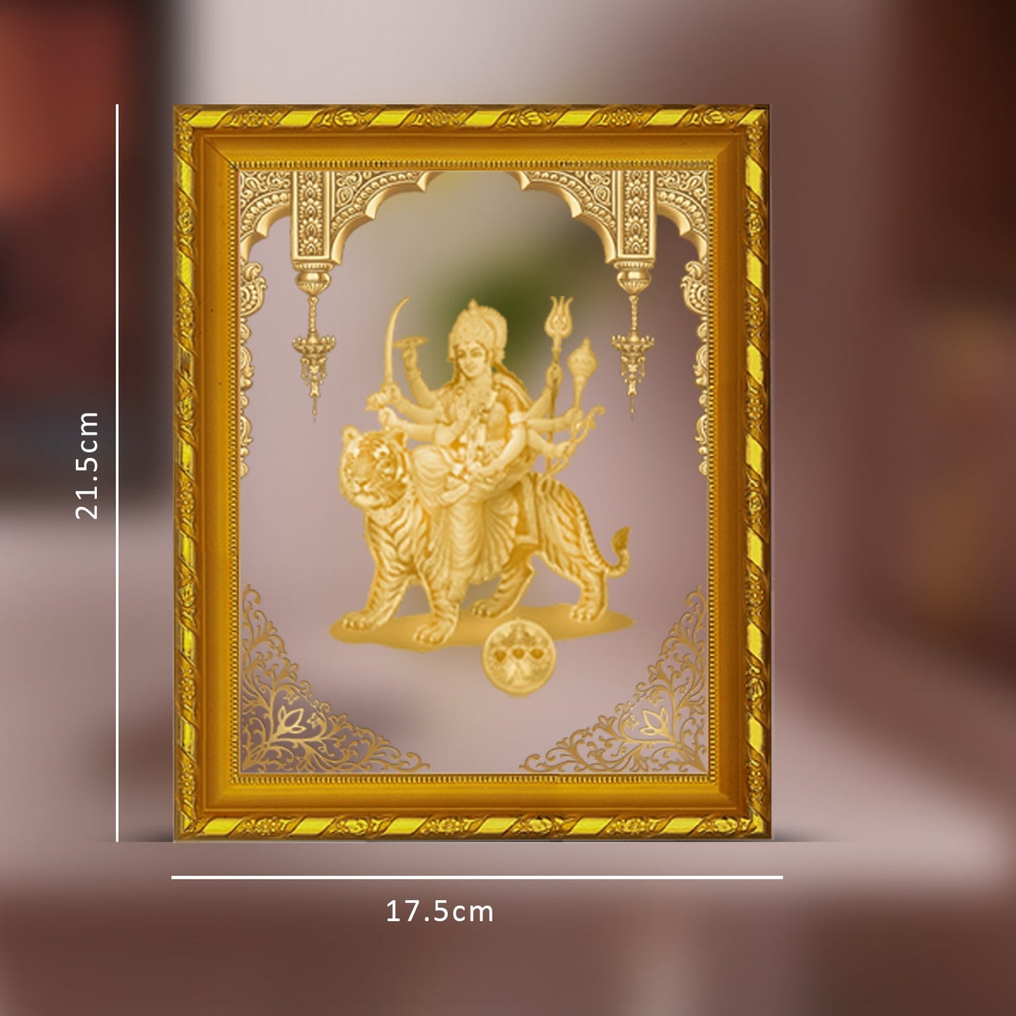 24K Gold Plated Durga Mata Frame for Home Decor