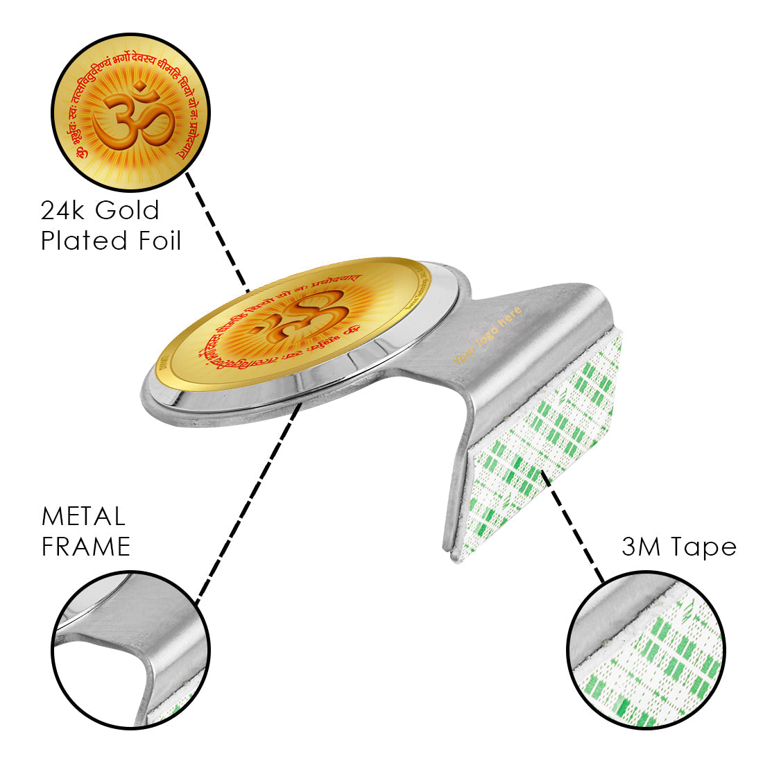 24K Gold Plated Om Gayatri Mantra Photo Frame