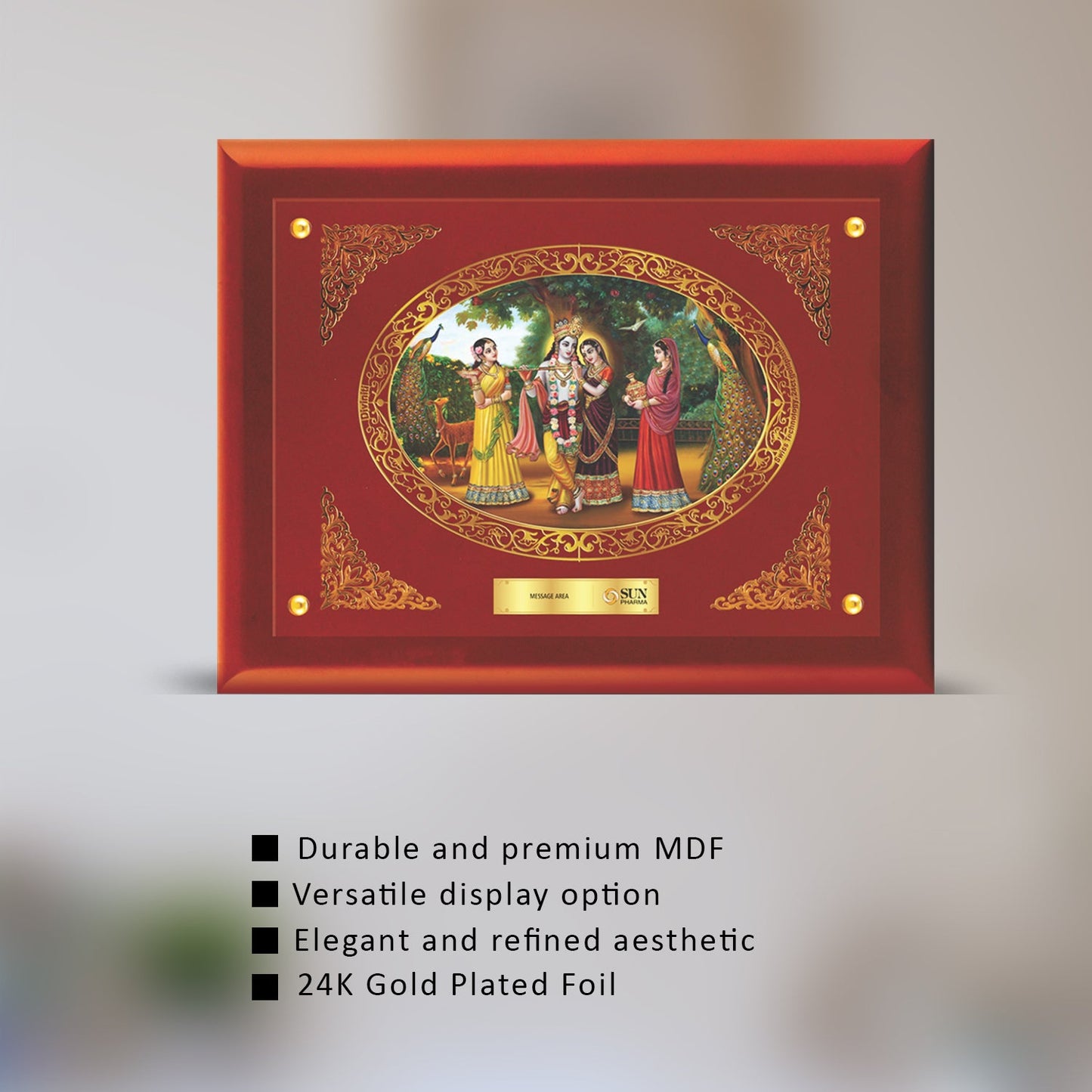 24K Gold Plated Radha Krishna Photo Frame for Gifting