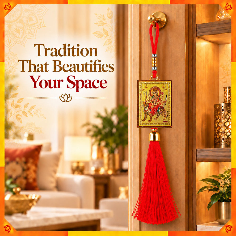 Maa Durga Hanging Dangler with Red Tassel | Spiritual Car & Home Hanging | Navratri Gift