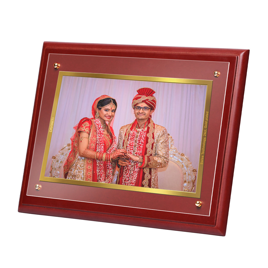 Diviniti Photo Frame With Customized Photo Printed on 24K Gold Plated Foil| Personalized Gift for Birthday, Marriage Anniversary & Celebration With Loved Ones| MDF Frame Size 3