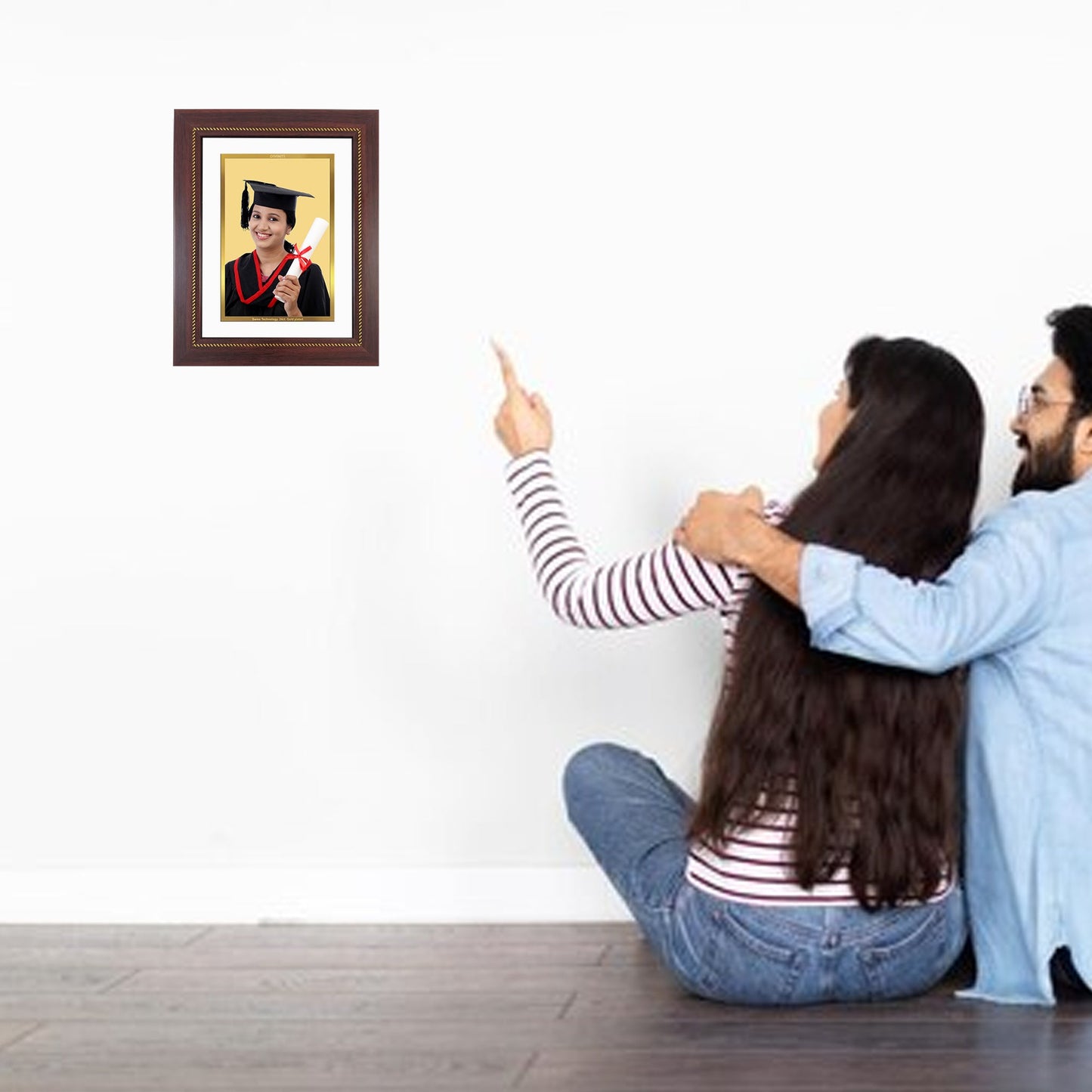 Diviniti Photo Frame With Customized Photo Printed on 24K Gold Plated Foil| Personalized Gift for Birthday, Marriage Anniversary & Celebration With Loved Ones|DG 3705 Size 2.5