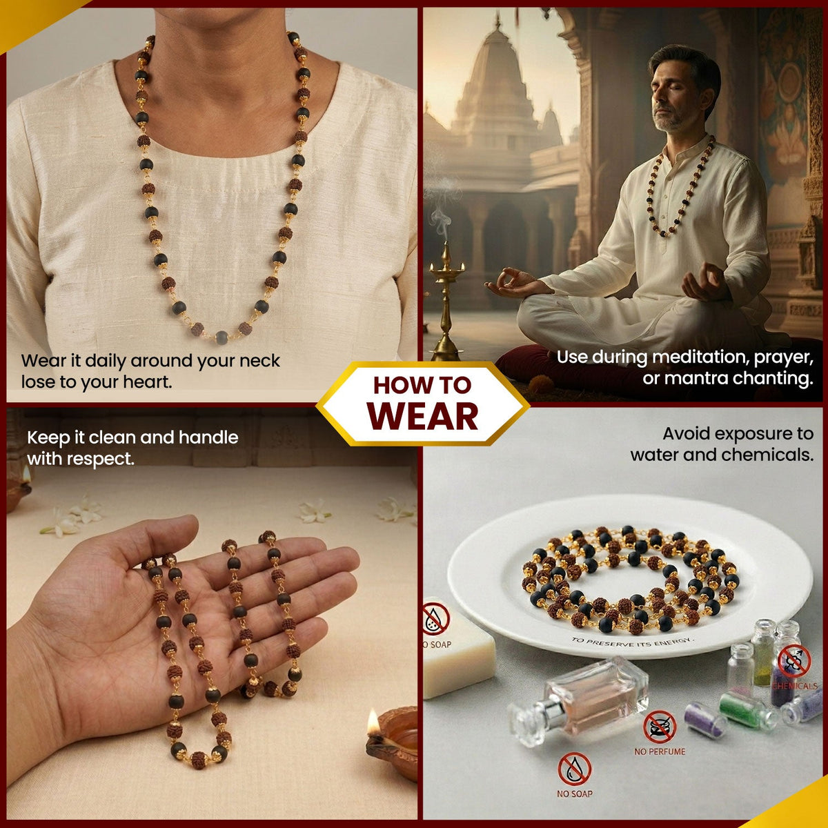 Rudraksha Karungali Golden Capping Mala