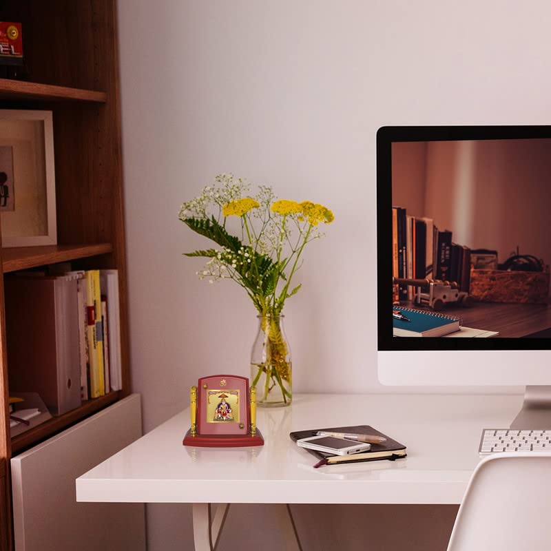 Diviniti 24K Gold Plated Maharaja Agrasen For Car Dashboard, Home Decor, Table Top (7 x 9 CM)