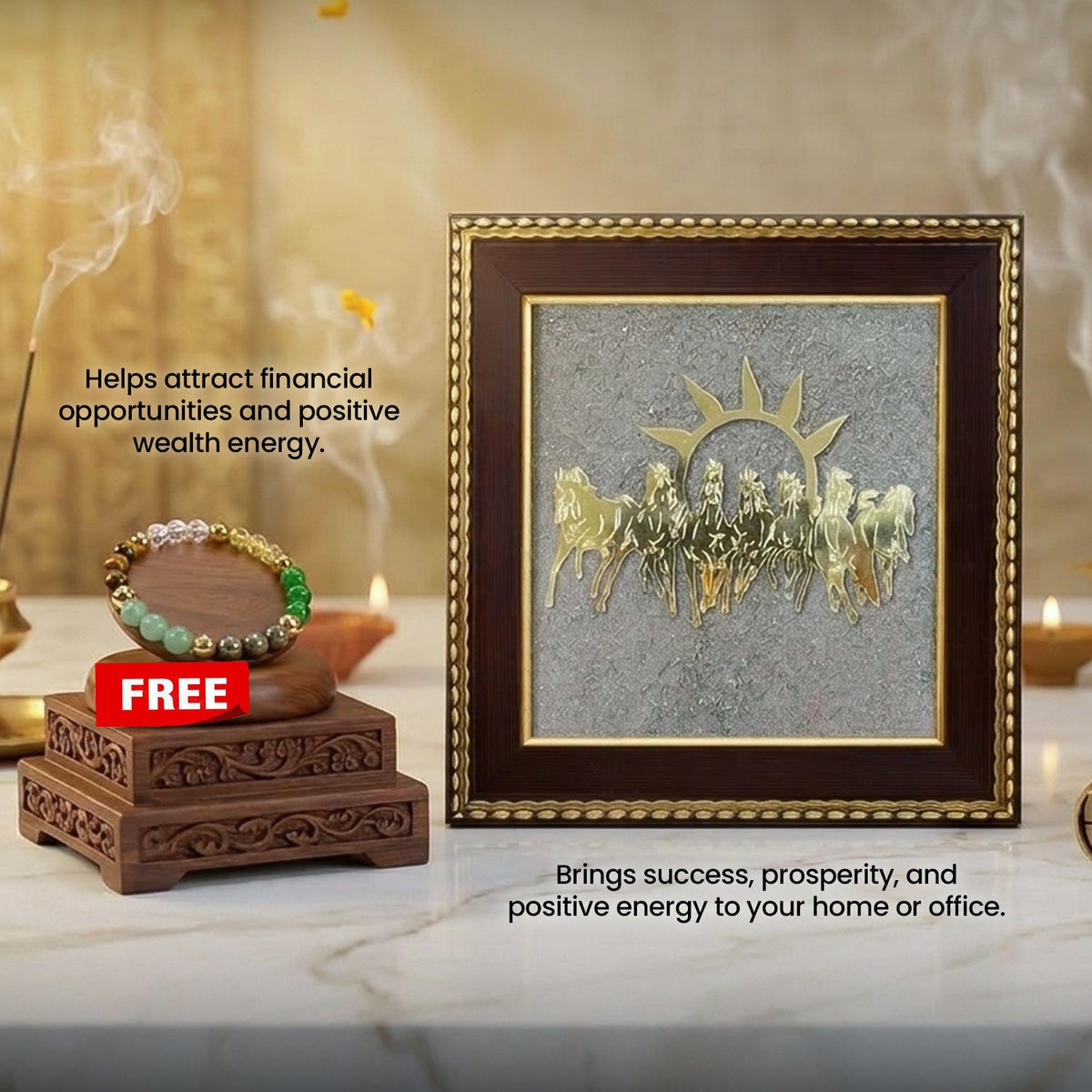 7 Horses Yantra for Wealth & Success + FREE Money Magnet Bracelet