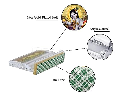 Diviniti 24K Gold Plated Laddu Gopal Frame For Car Dashboard, Home Decor, Table Top, Gift (11 x 6.8 CM)