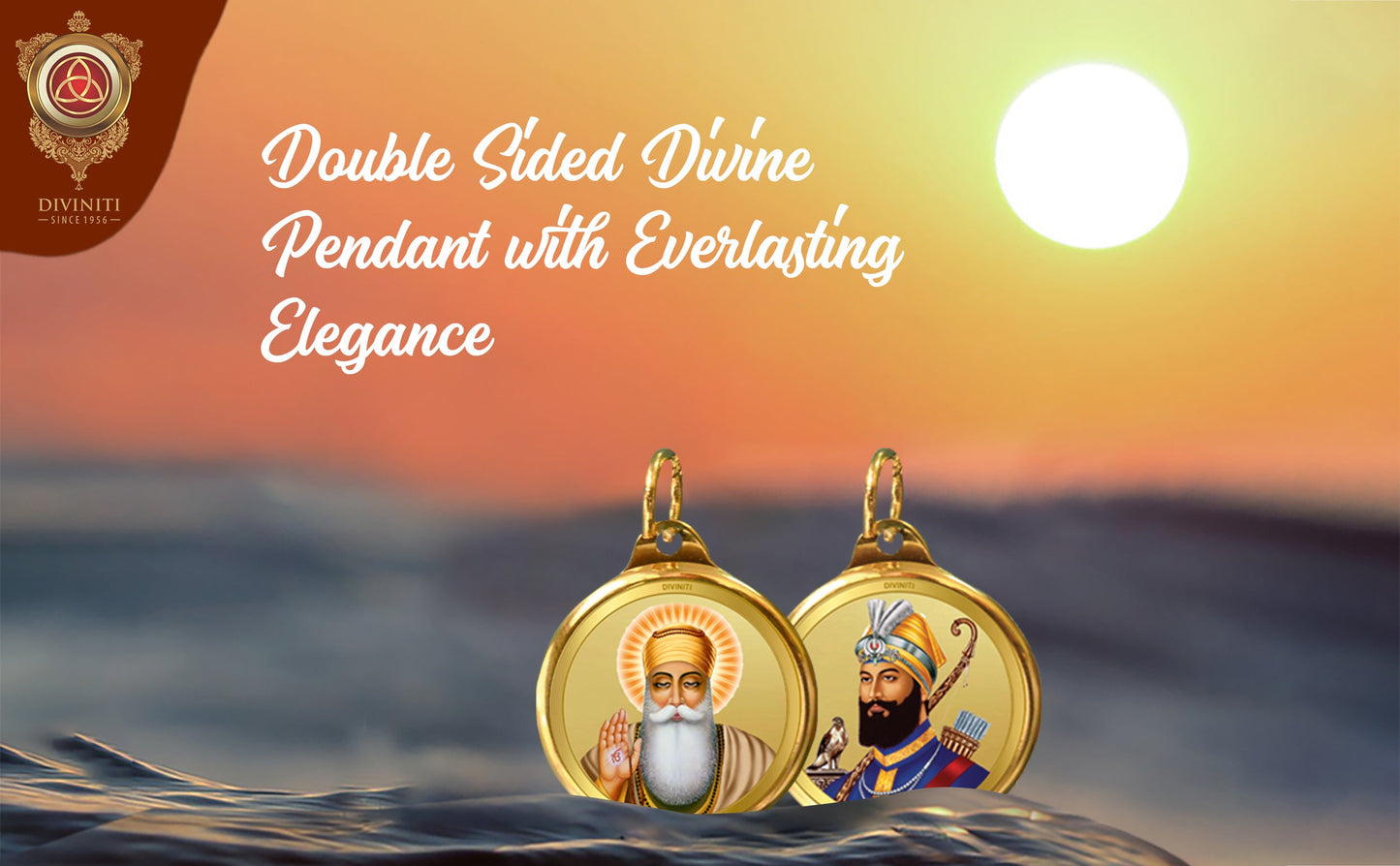 Diviniti 24K Double sided Gold Plated Pendant Gurunanak & Guru Gobind Singh |28 MM Flip Coin (1 PCS)