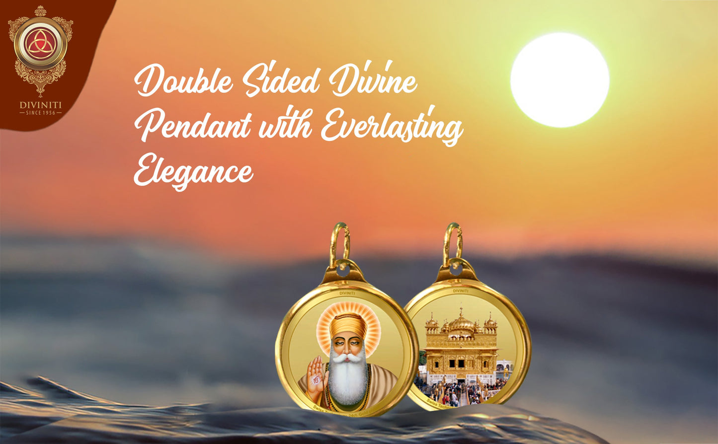 Diviniti 24K Double sided Gold Plated Pendant Gurunanak & Golden Temple|28 MM Flip Coin (1 PCS)