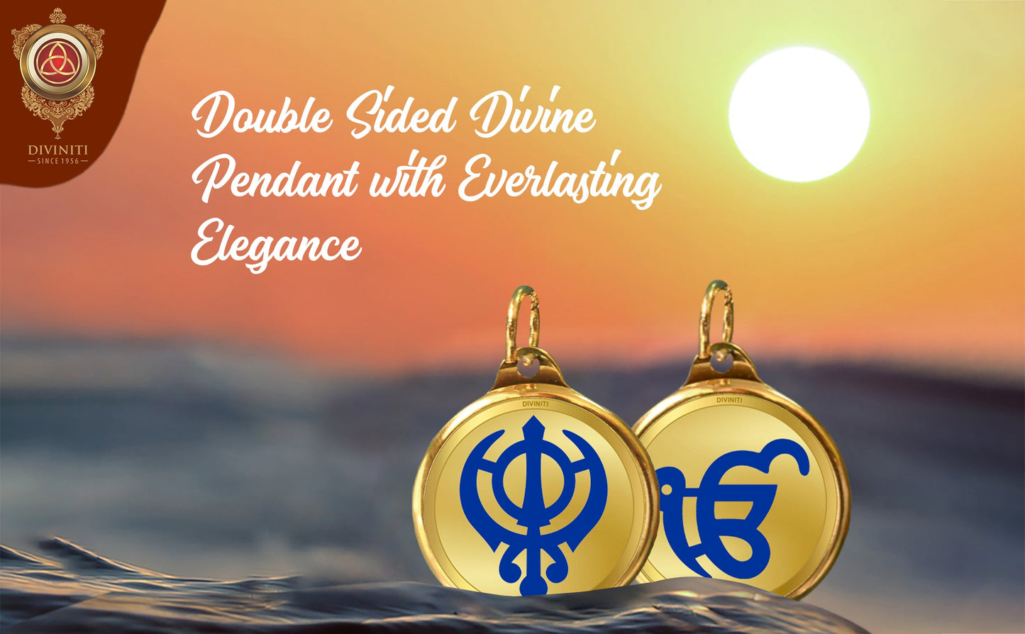 Diviniti 24K Double sided Gold Plated Pendant KHANDA SAHIB & EK OMKAR|22 MM Flip Coin (1 PCS)