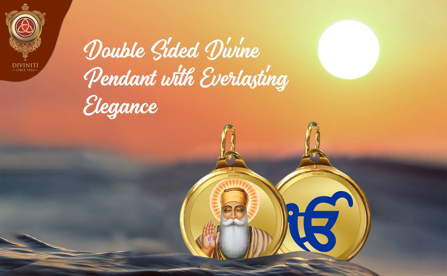 Diviniti 24K Double sided Gold Plated Pendant Gurunanak & Ekomkar|28 MM Flip Coin (1 PCS)