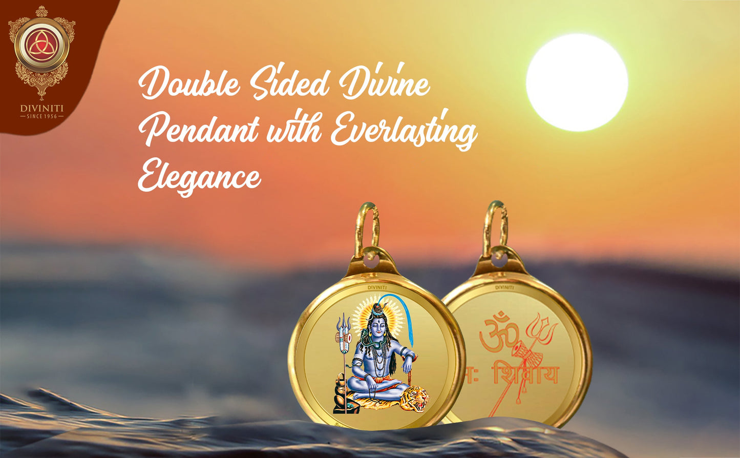 Diviniti 24K Double sided Gold Plated Pendant SHIVA & OM|22 MM Flip Coin (1 PCS)