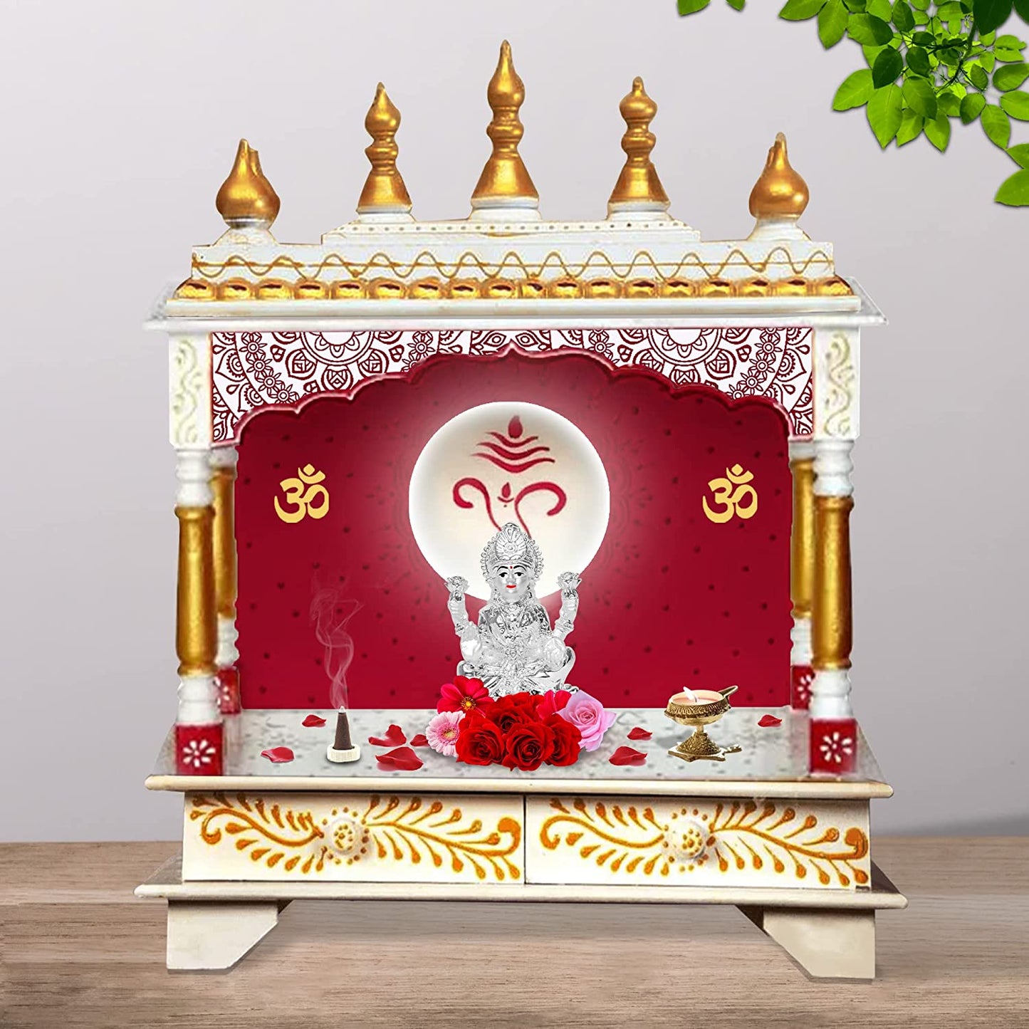 DIVINITI 999 Silver Plated Goddess Laxmi Idol For Home Decor, Tabletop, Puja Room, Wealth (6.5 X 4.2 CM)