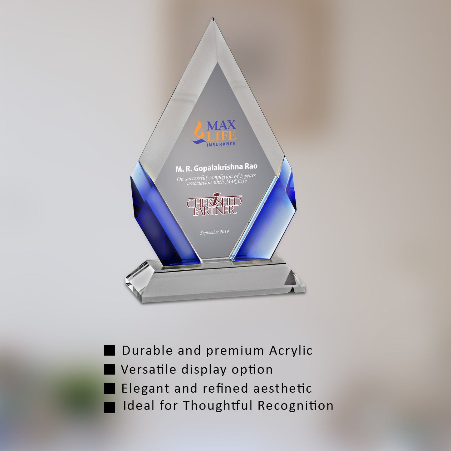 Acrylic Trophy with Custom Print for Gifting