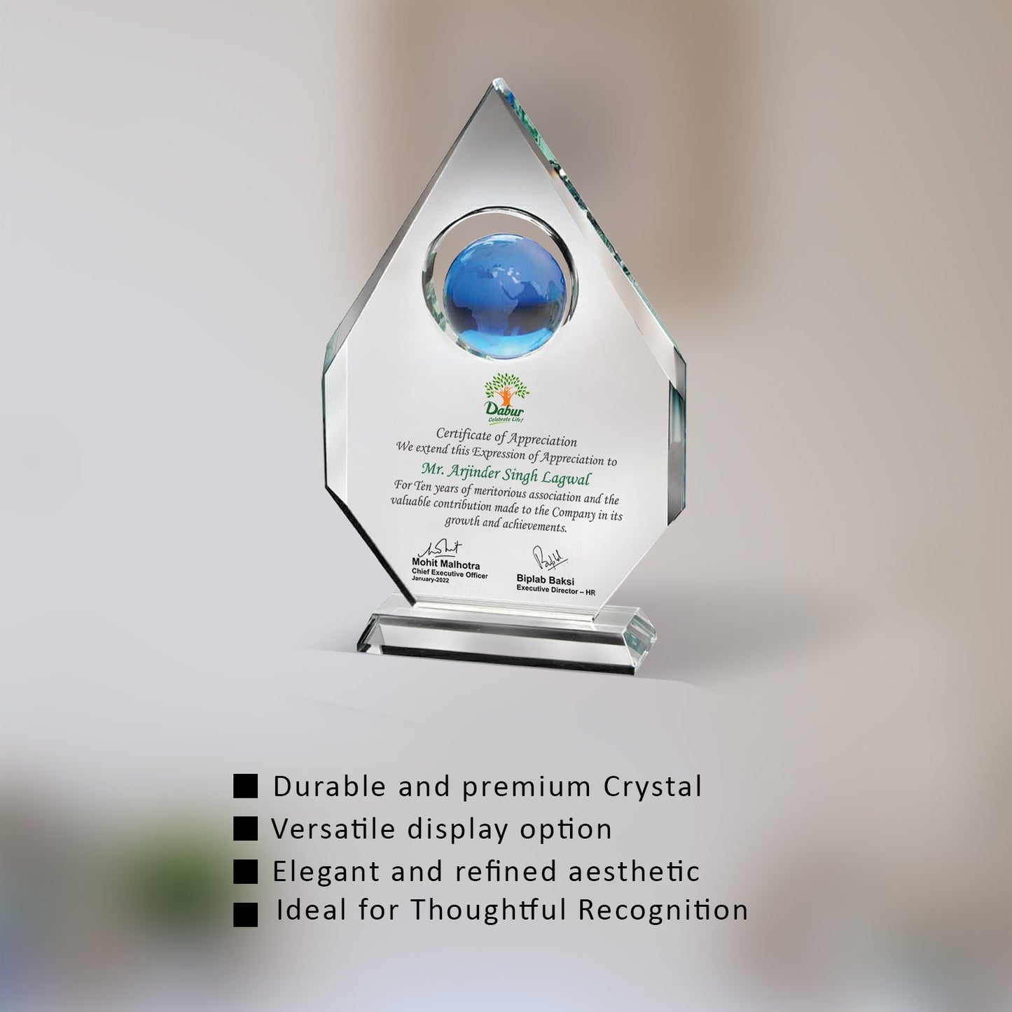 Crystal Trophy for Custom Corporate Awards