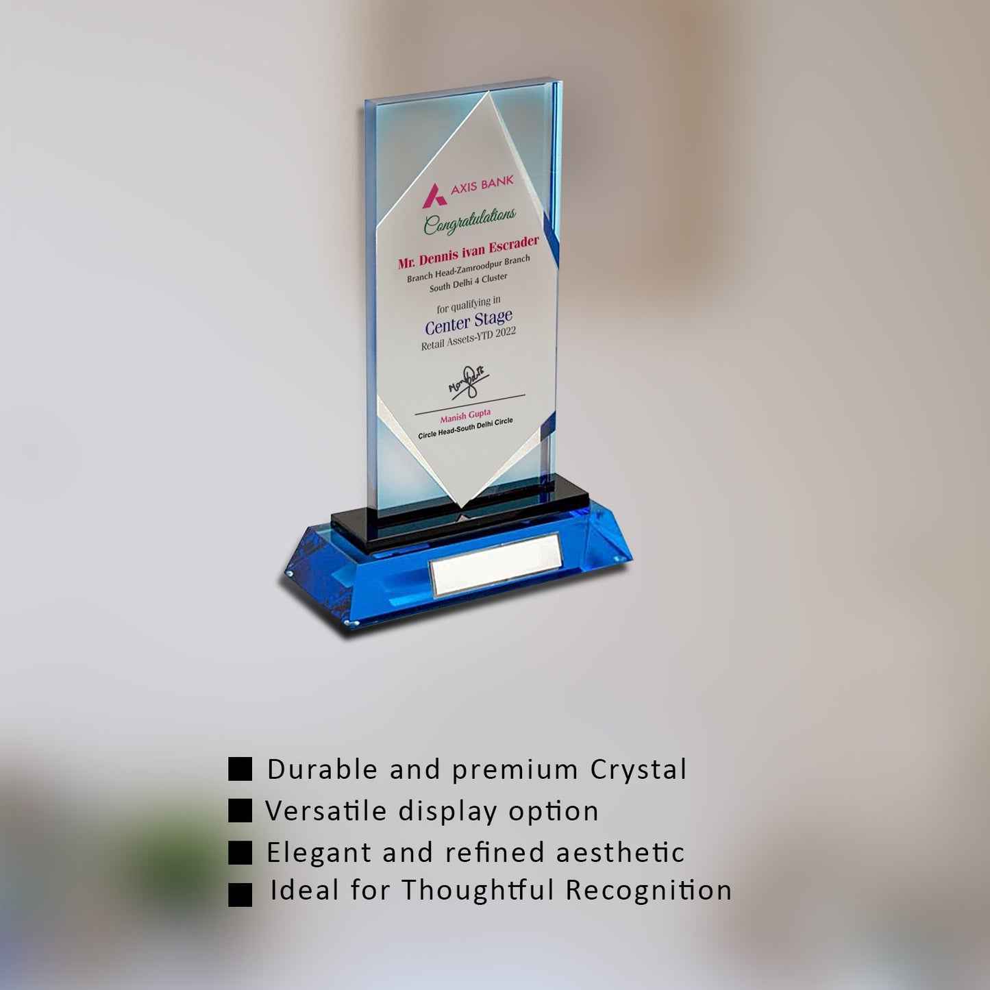Crystal Trophy for Memorable Corporate Gifts