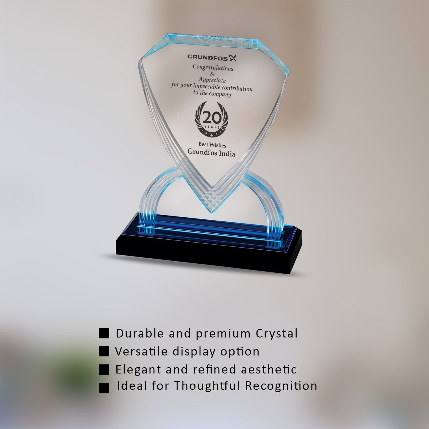 Crystal Trophy for Special Corporate Gifting