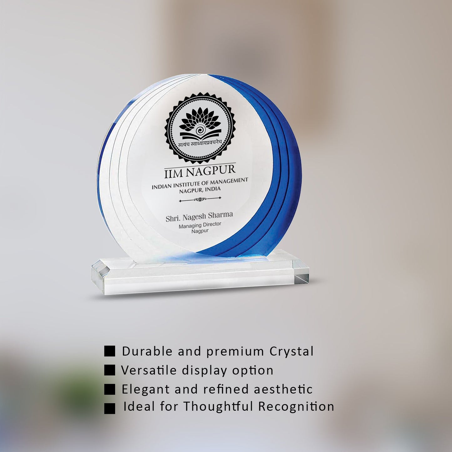 Crystal Trophy with Custom Engraving for Corporate Gifts