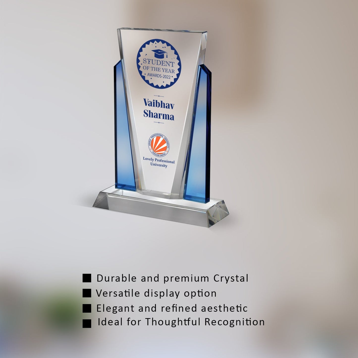 Crystal Trophy with Customization for Corporate Gifts