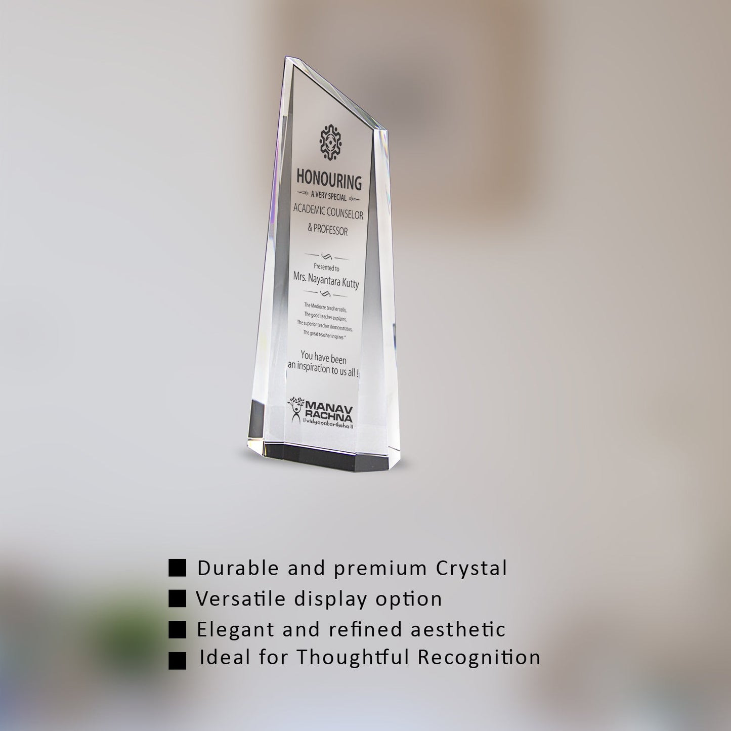 Custom Crystal Trophy for Corporate Honors