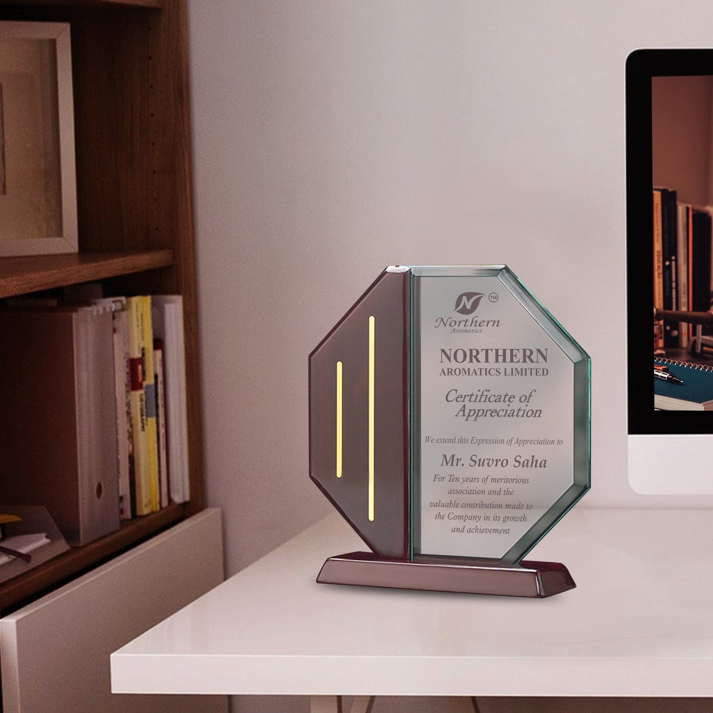 Custom MDF Base Acrylic Trophy for Corporate Gifts