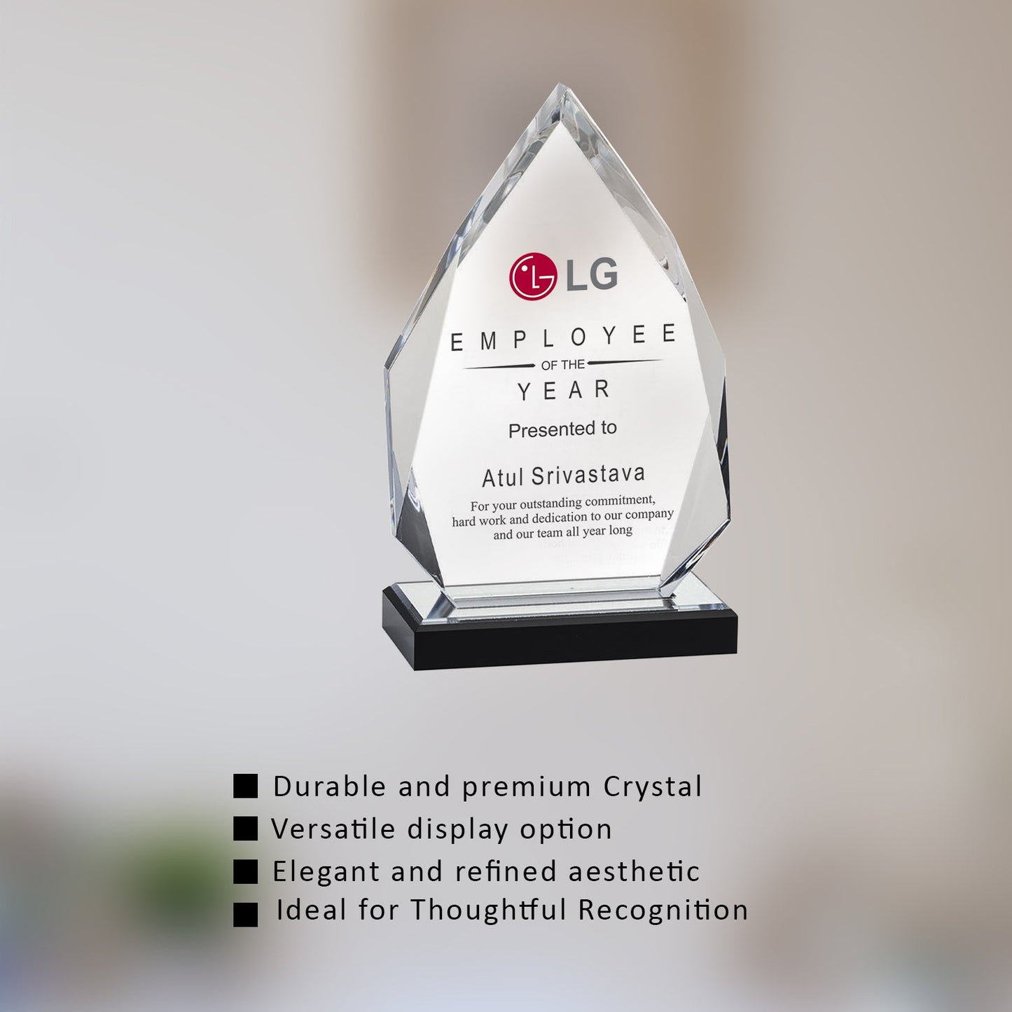 Customized Crystal Trophy for Corporate Awards