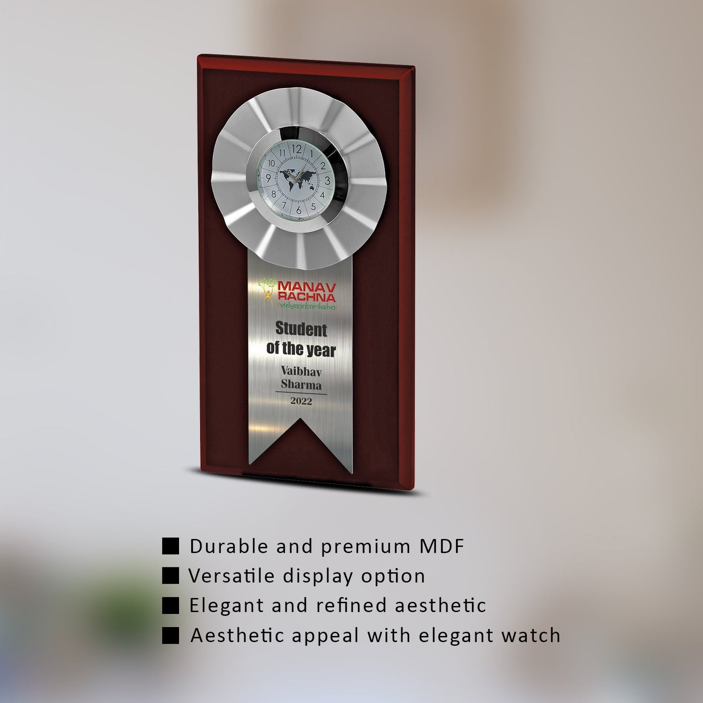 Customized MDF Trophy with Watch for Corporate Gifts