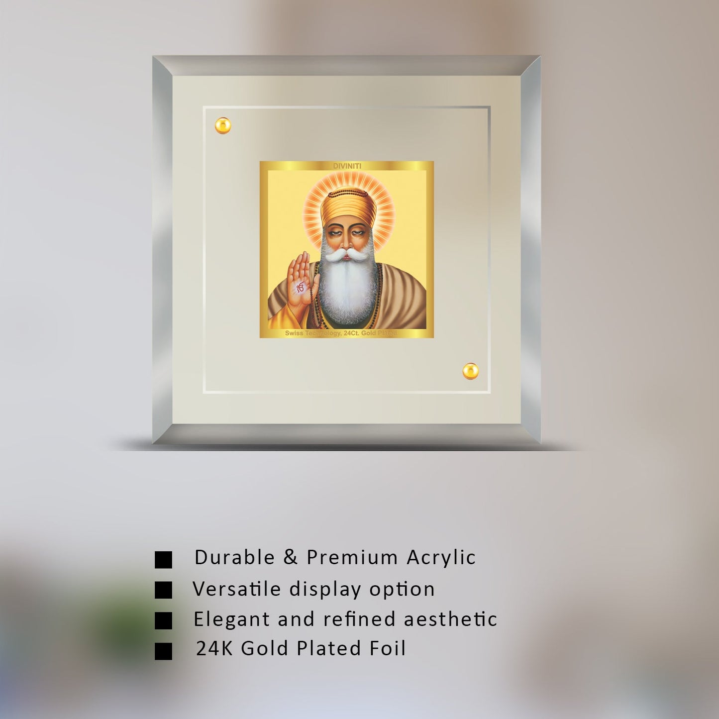 Elegant 24K Gold Plated Guru Nanak Photo Frame