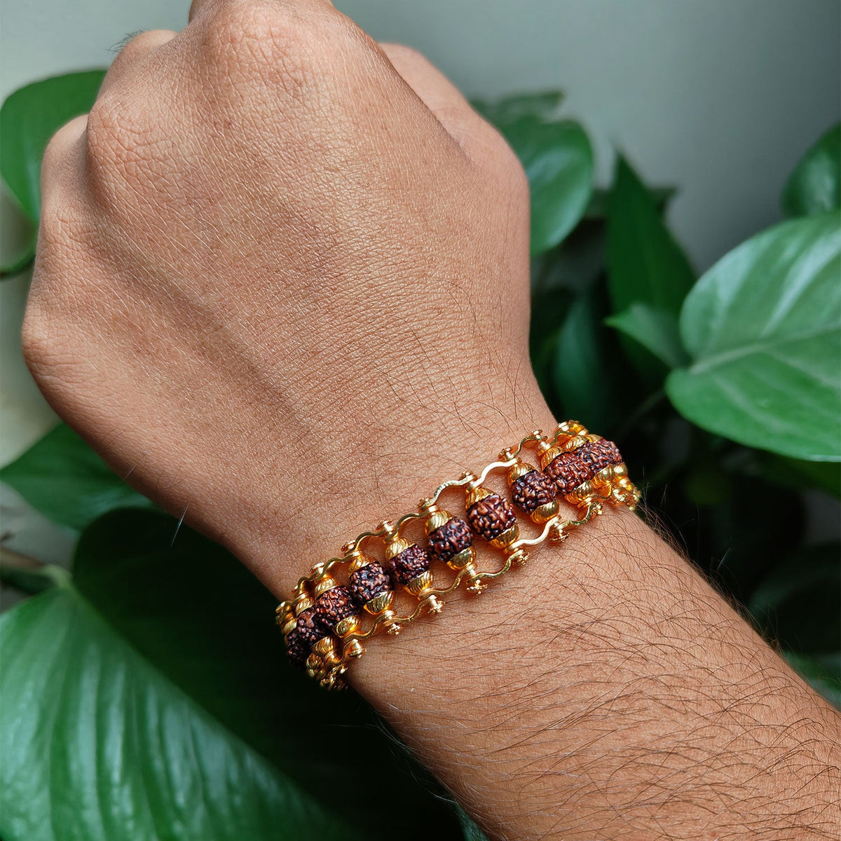 Brass Chain Rudraksha Bracelet