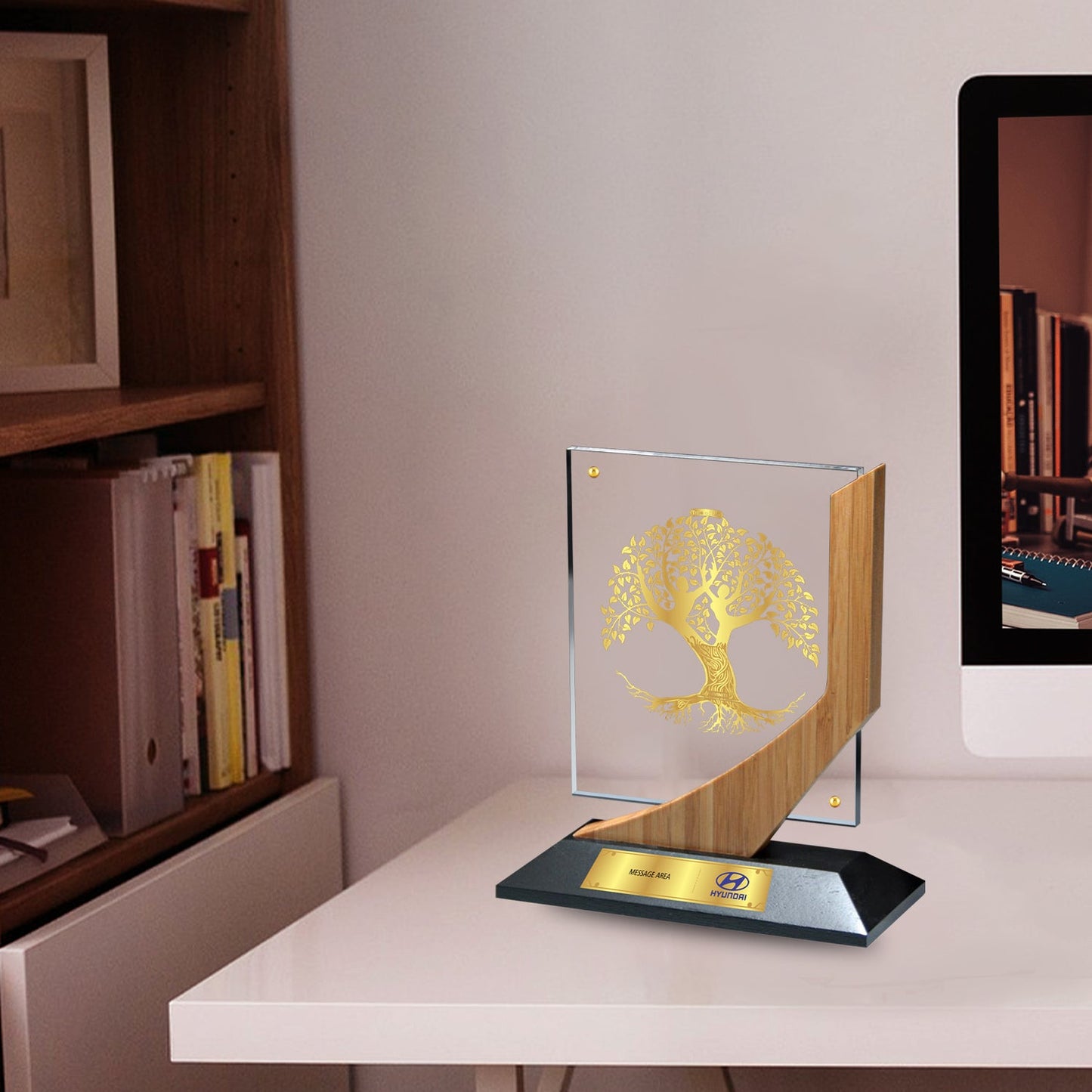Gold-Plated Acrylic Trophy for Personalized Gifting