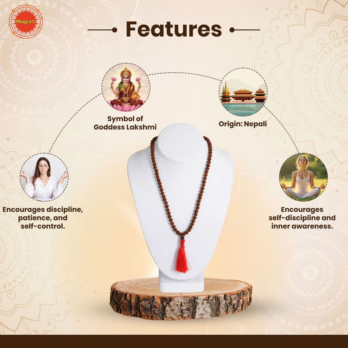 Indonesian 7 Mukhi Rudraksha Mala (108 beads)