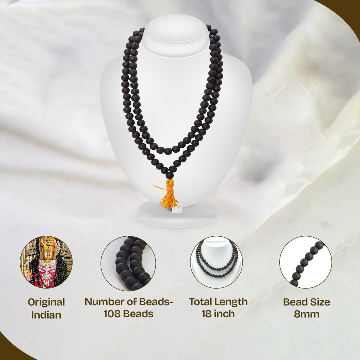 Original Karungali Mala (108 Beads), Govt. Certified Ebony Wood