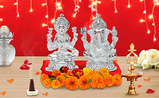 Laxmi Ganesh Silver Idol for Puja Room