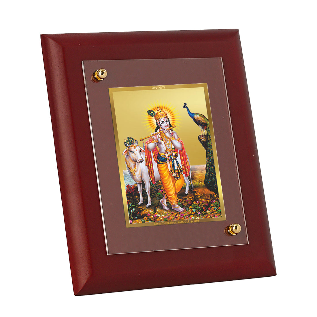 Lord Krishna Gold Plated Photo Frame for Pooja