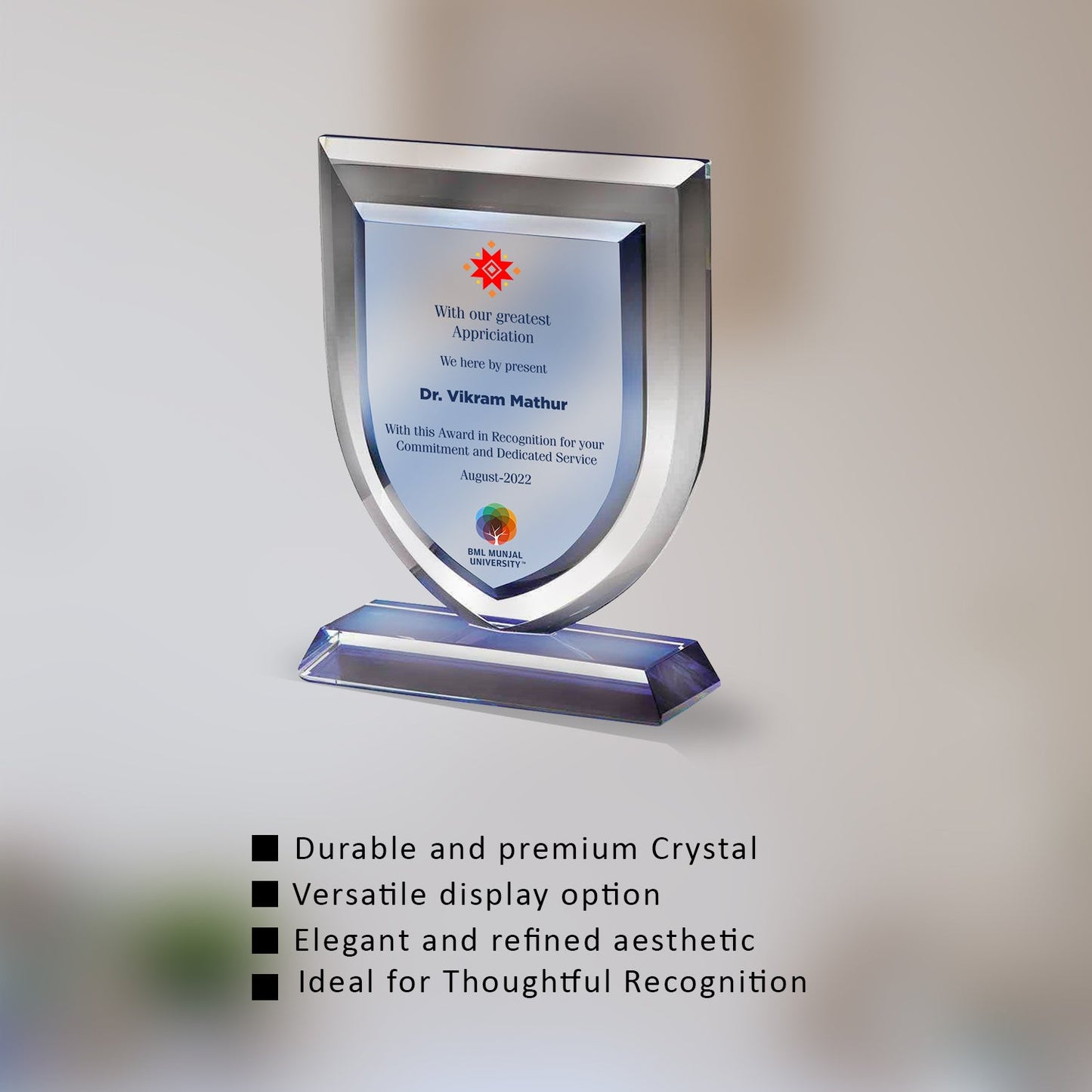 Personalized Crystal Trophy for Corporate Gifting
