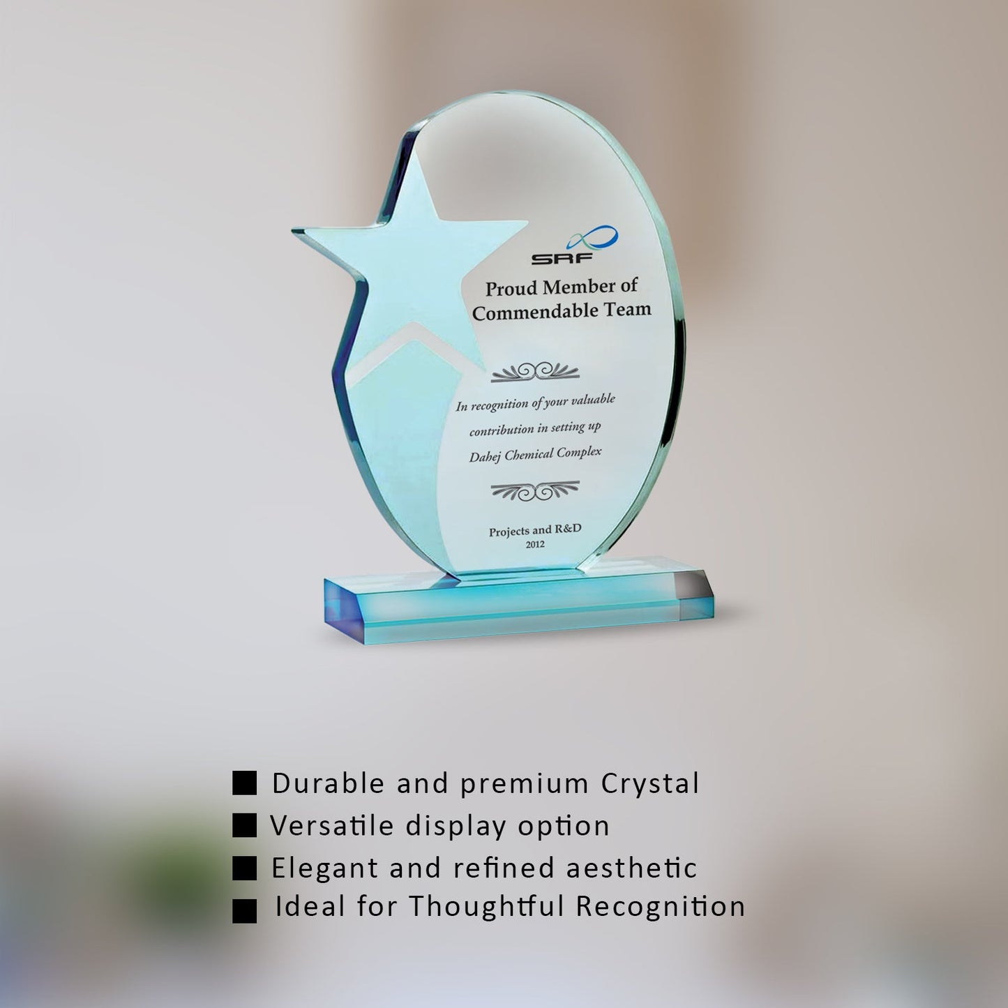 Personalized Crystal Trophy for Corporate Gifts
