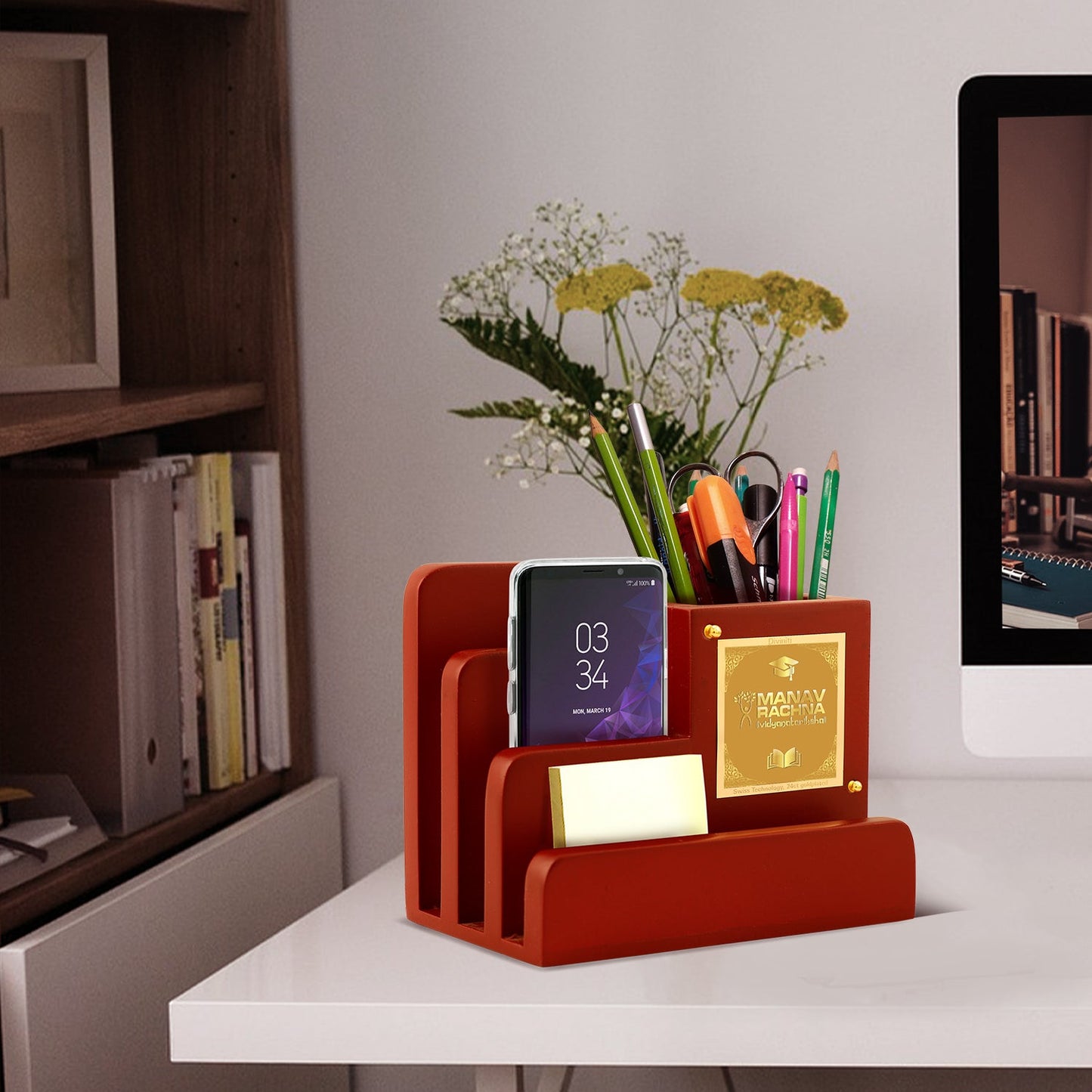 Premium MDF Pen Holder with 24K Ganesha Frame