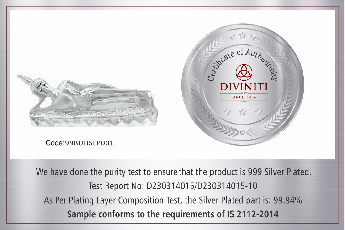 Diviniti 999 Silver Plated Buddha Idol for Home Decor Showpiece (3.5 X 9 CM)