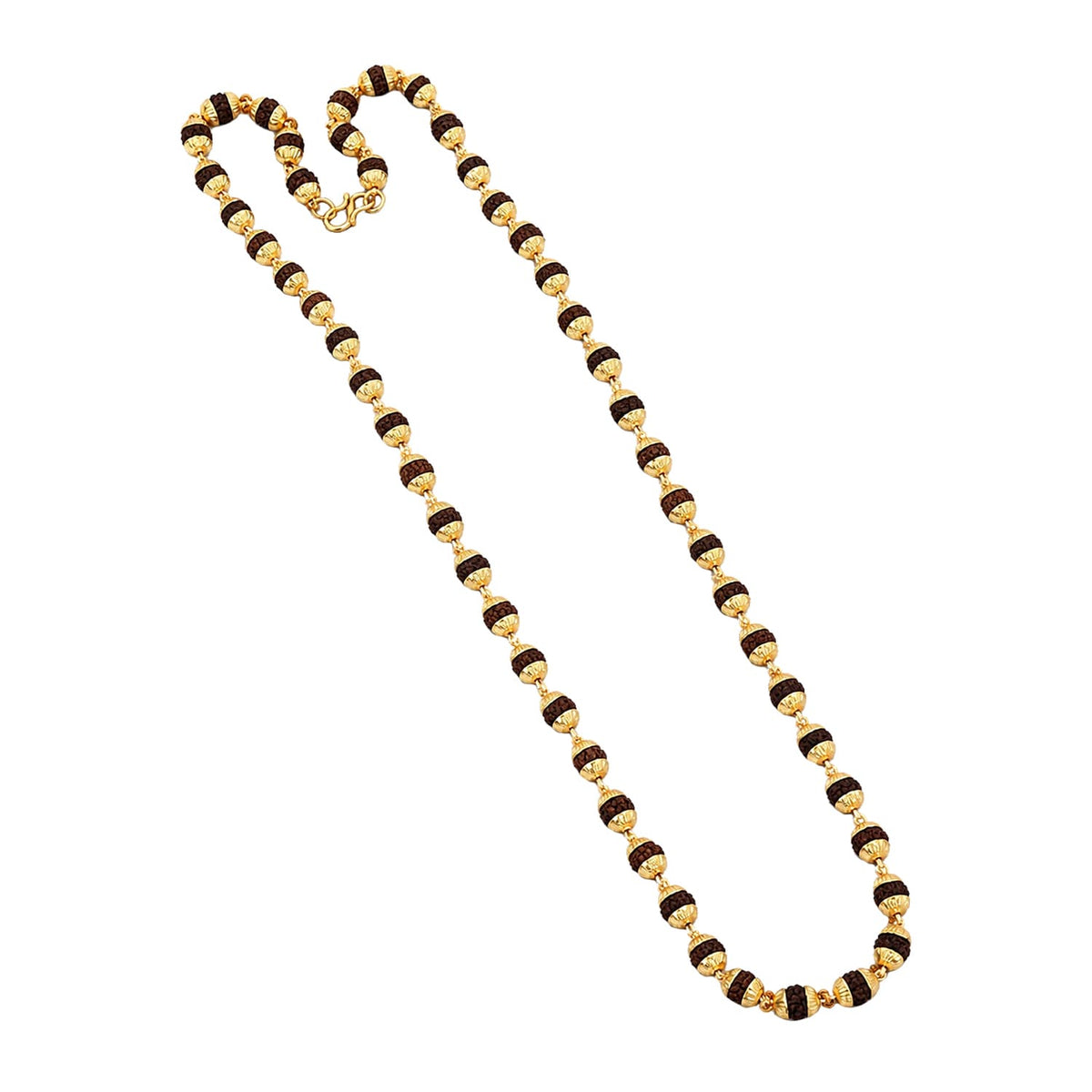 Black Grain Gold Capping Rudraksha Mala