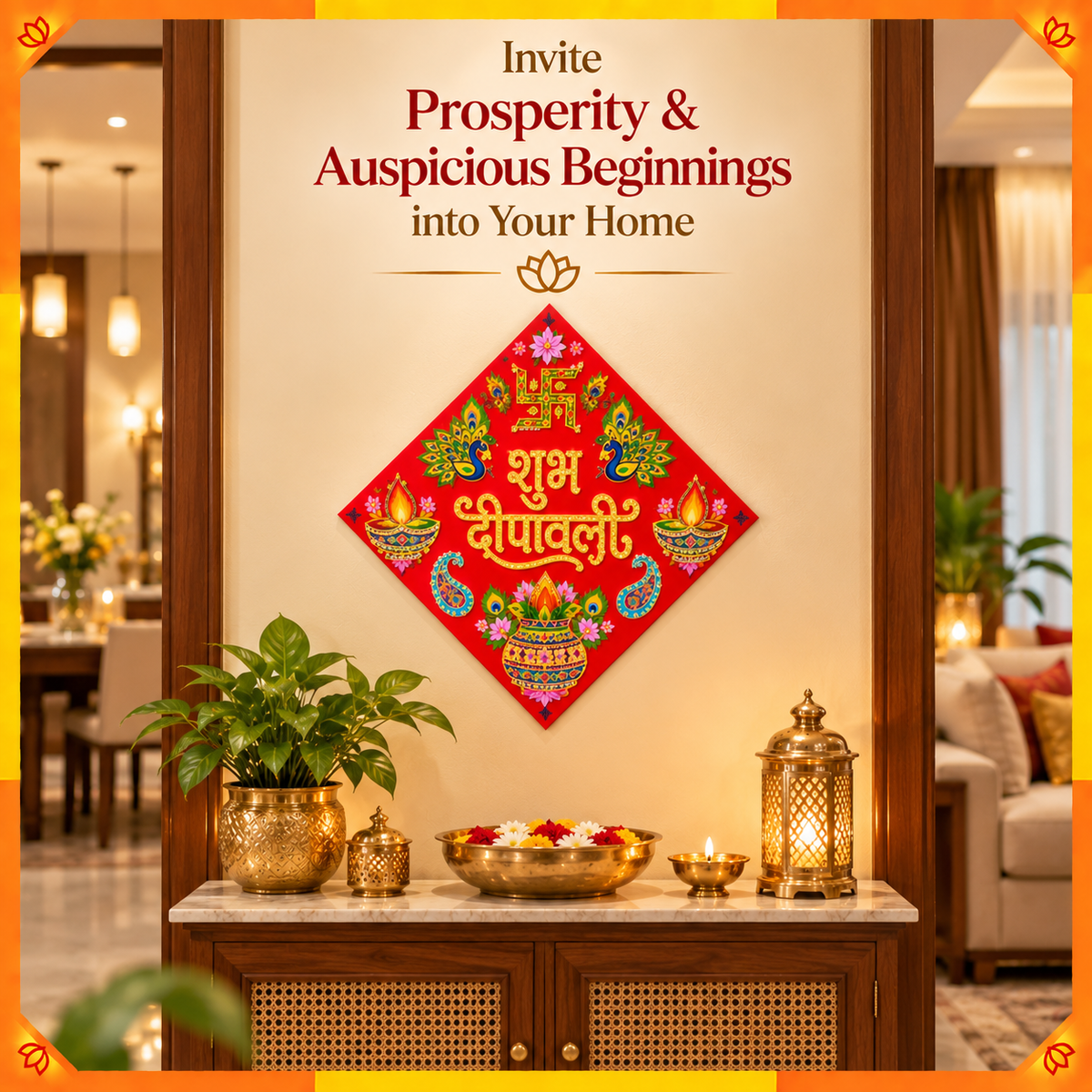 Shubh Deepawali Kalash Decorative Sticker | Auspicious Diwali Door & Home Entrance Décor