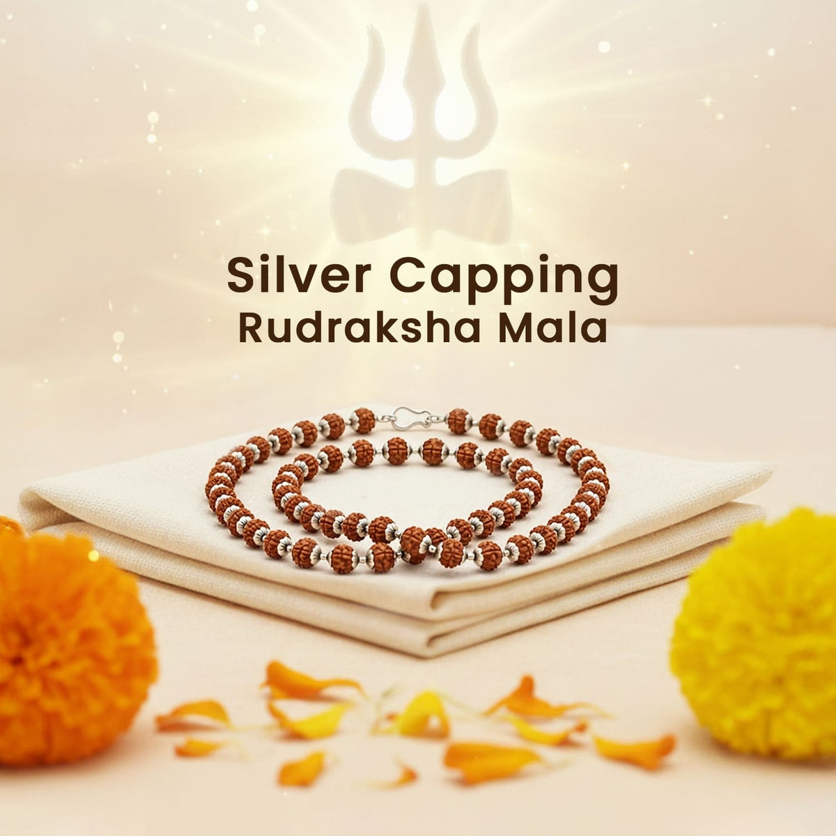 Silver Capping Rudraksha Mala