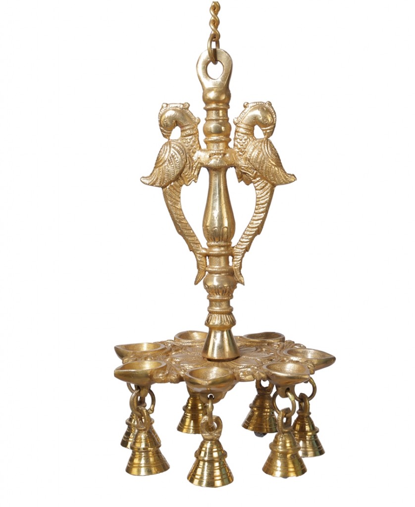Brass Hanging Bell Parrot with Deepak