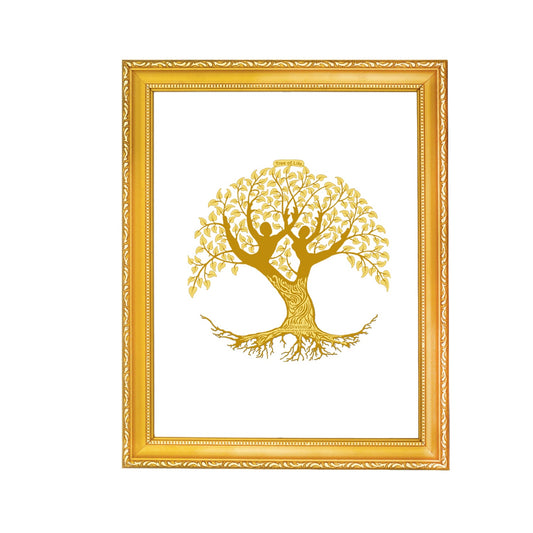 Diviniti 24K Gold Plated Tree of Life Photo Frame For Home Decor & Wall Hanging (20.8 CM X 16.7 CM)
