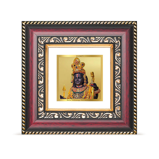 Diviniti 24K Gold Plated Ram Lalla Photo Frame For Home Decor, Table Decor, Puja Room & Gift (10 CM X 10 CM)