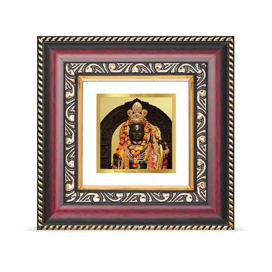 Diviniti 24K Gold Plated Ram Lalla Photo Frame For Home Decor, Table Decor, Puja Room & Gift (10 CM X 10 CM)