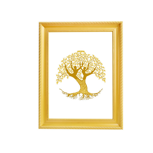 Diviniti 24K Gold Plated Tree of Life Photo Frame For Home Decor & Wall Hanging (32.5 CM X 25.5 CM)