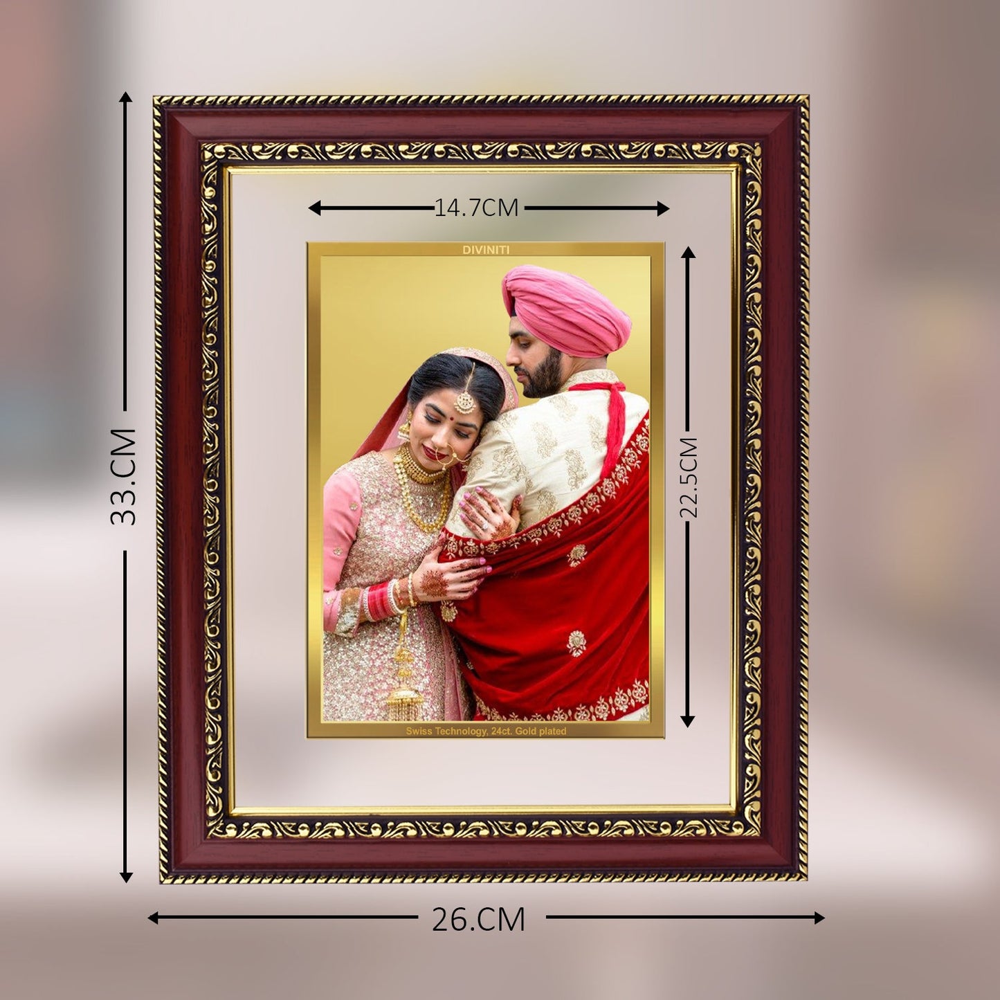 Diviniti Photo Frame With Customized Photo Printed on 24K Gold Plated Foil| Personalized Gift for Birthday, Marriage Anniversary & Celebration With Loved Ones|DG 105 S3