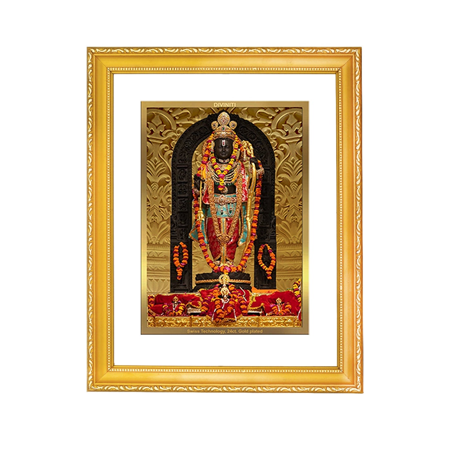 Diviniti 24K Gold Plated Ram Lalla Photo Frame For Home Decor, Table Top, Wall Hanging, Puja Room & Gift (20.8 CM X 16.7 CM)