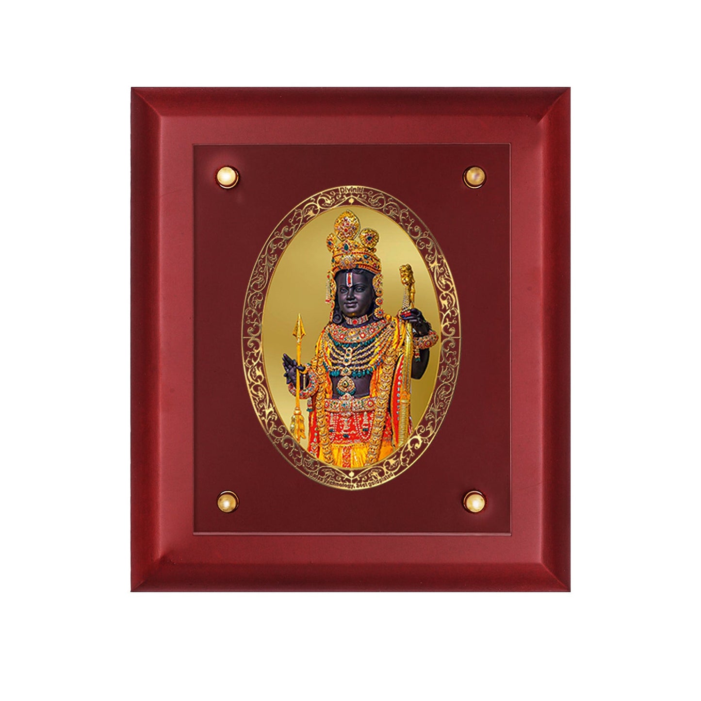 Diviniti 24K Gold Plated Ram Lalla Photo Frame For Home Decor, Wall Hanging Decor, Table, Puja Room & Gift (20 CM X 25 CM)