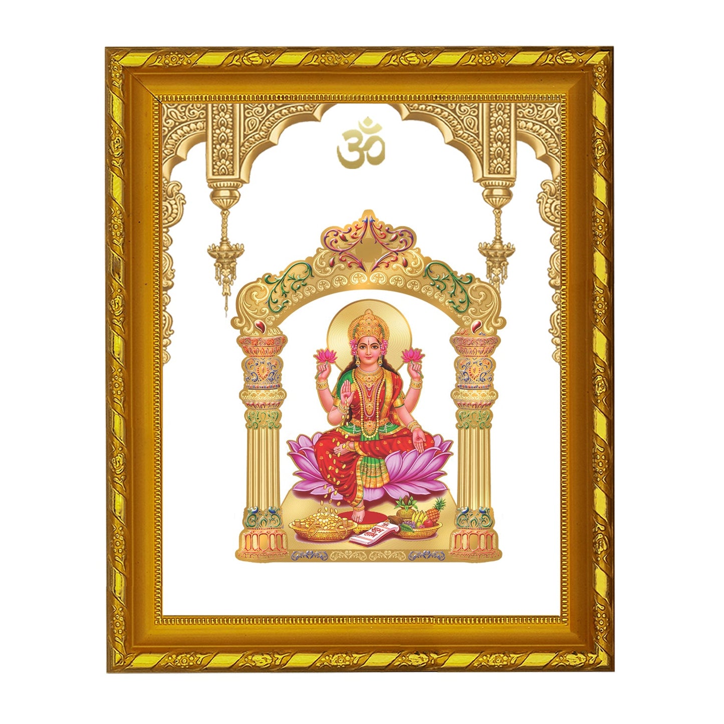 Diviniti 24K Gold Plated Laxmi Mata Photo Frame for Home Decor Showpiece (21.5 CM x 17.5 CM)